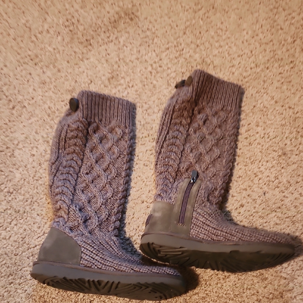 UGG Cable Knit Tall Boots - GREY